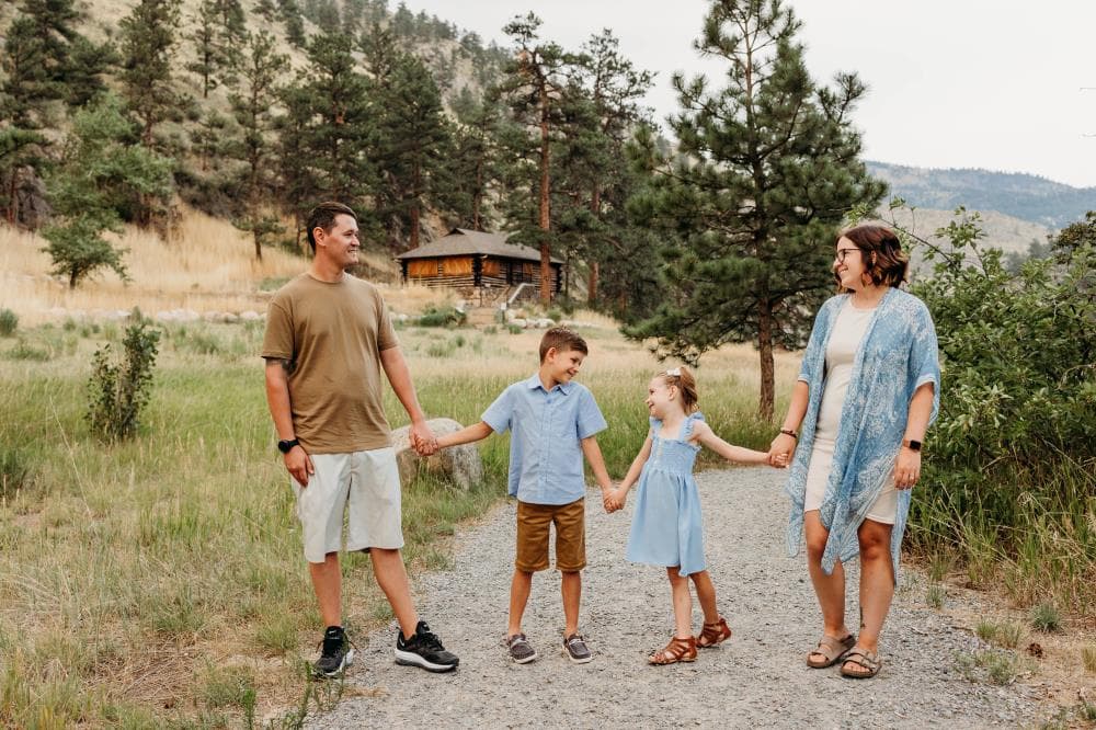 Family portrait golden hour natural light Northern Colorado