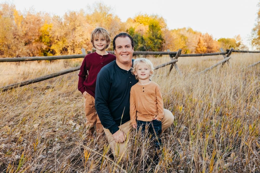 Family portrait golden hour natural light Northern Colorado