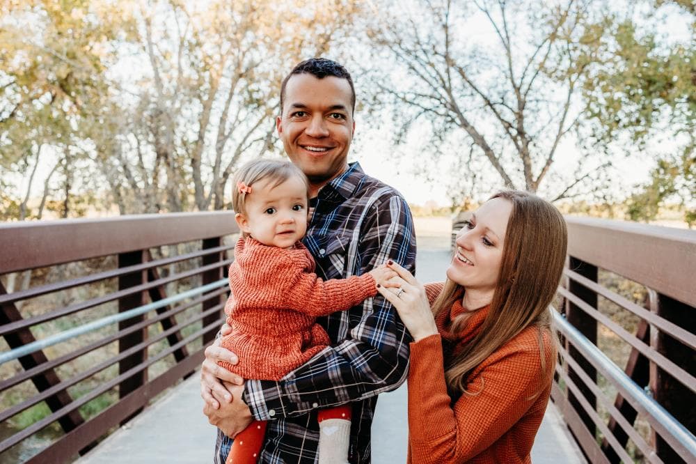 Family portrait golden hour natural light Northern Colorado