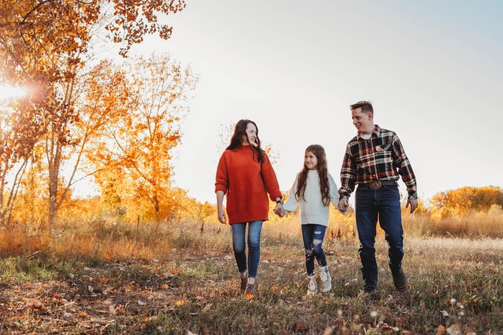 Family portrait golden hour natural light Northern Colorado