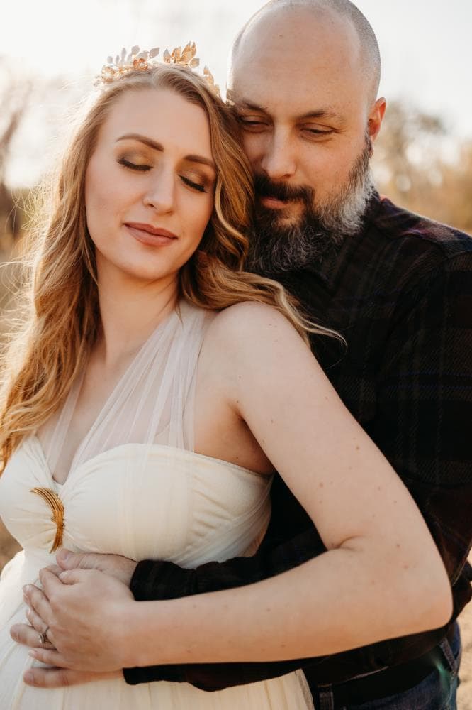 Expecting mother and partner maternity portraits Colorado
