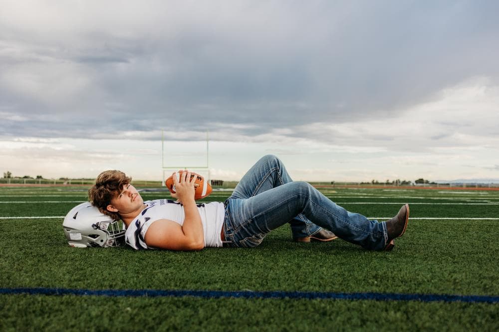 High school senior athlete outdoor portrait Colorado
