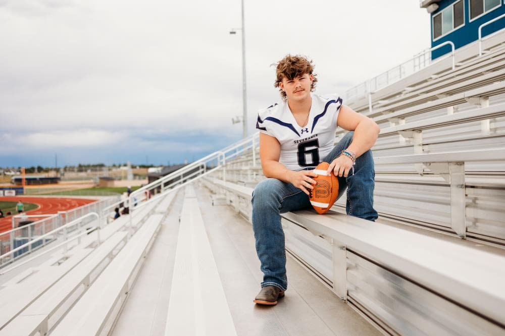 High school senior athlete outdoor portrait Colorado