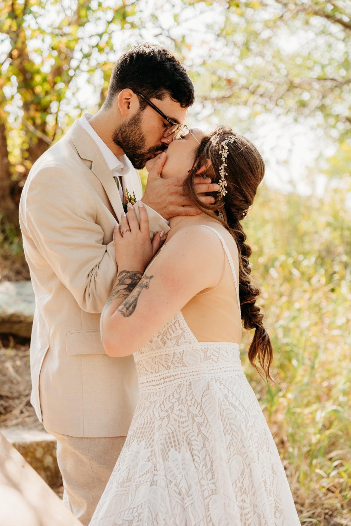 Groom emotional reaction seeing bride for first time Fort Collins wedding