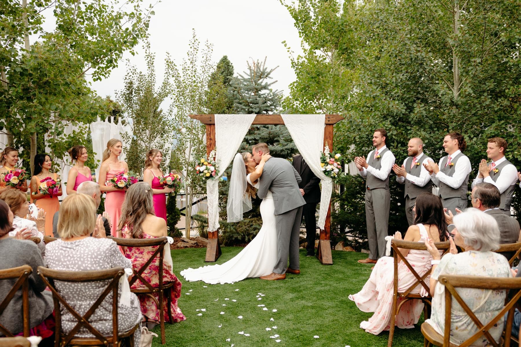 Groom emotional reaction seeing bride for first time Fort Collins wedding