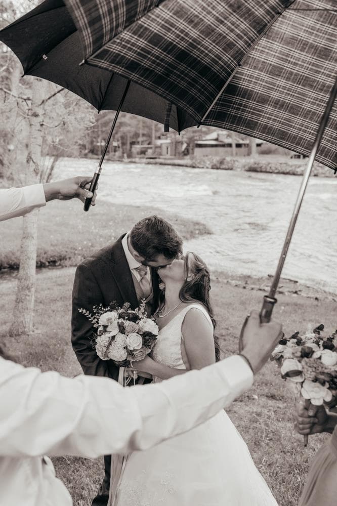 Bride walking down aisle surrounded by guests Northern Colorado wedding