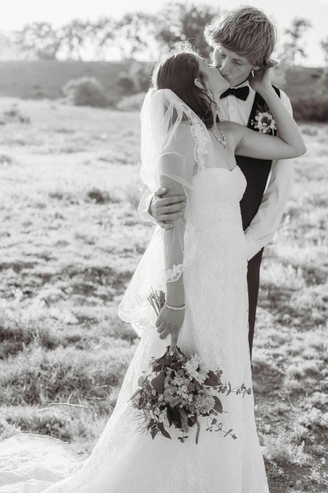 Wedding couple romantic portrait golden hour Front Range Colorado