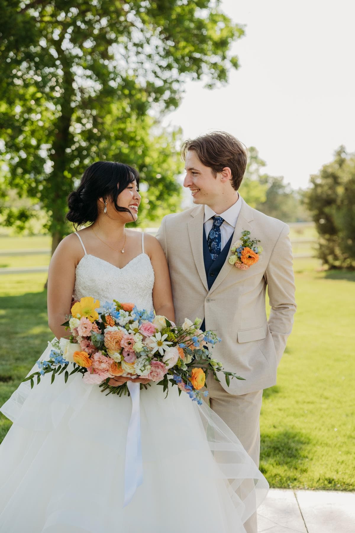Groom emotional reaction seeing bride for first time Fort Collins wedding